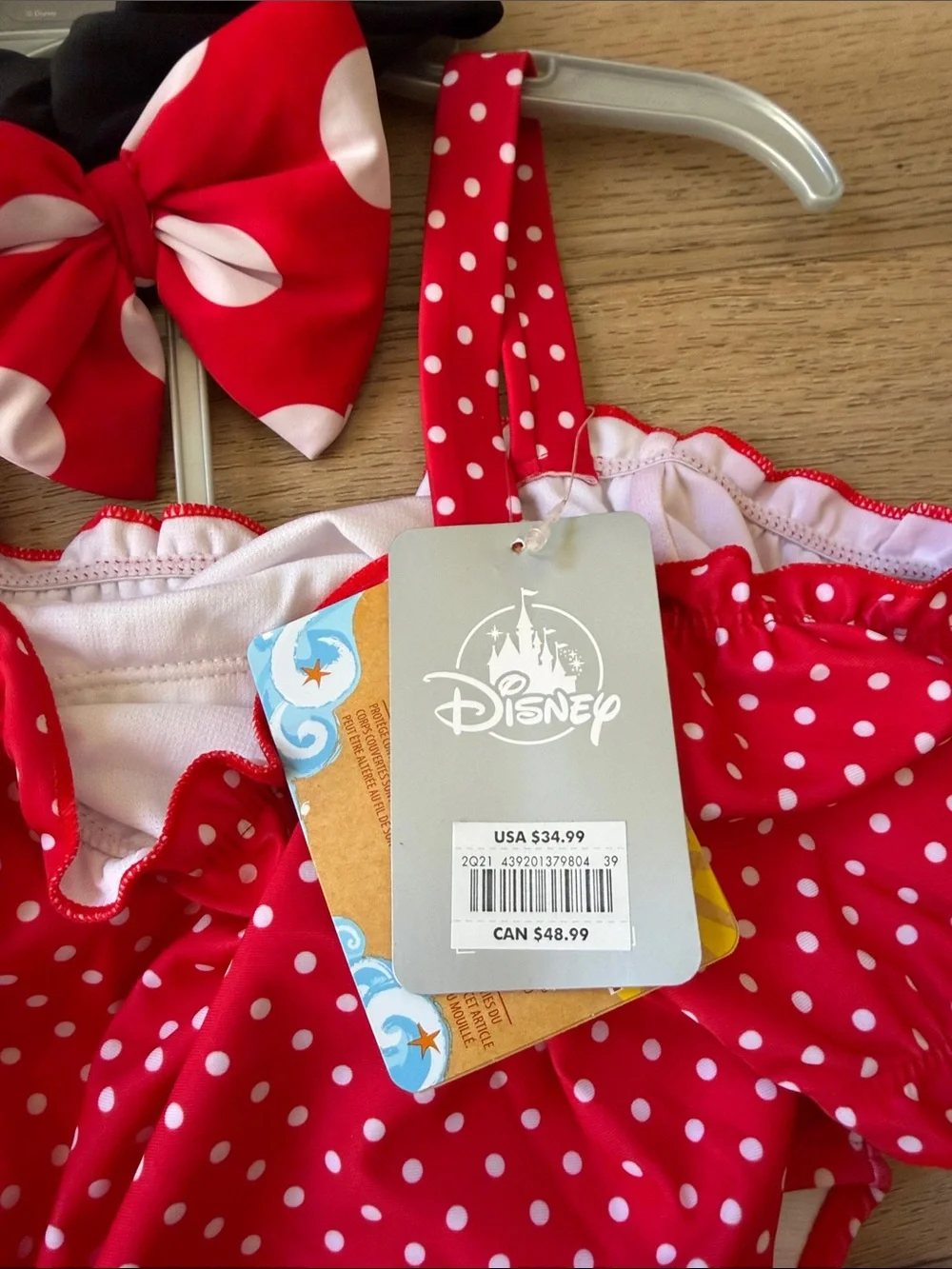 Kids Red Polka Dot Swim Set with Bow Headband